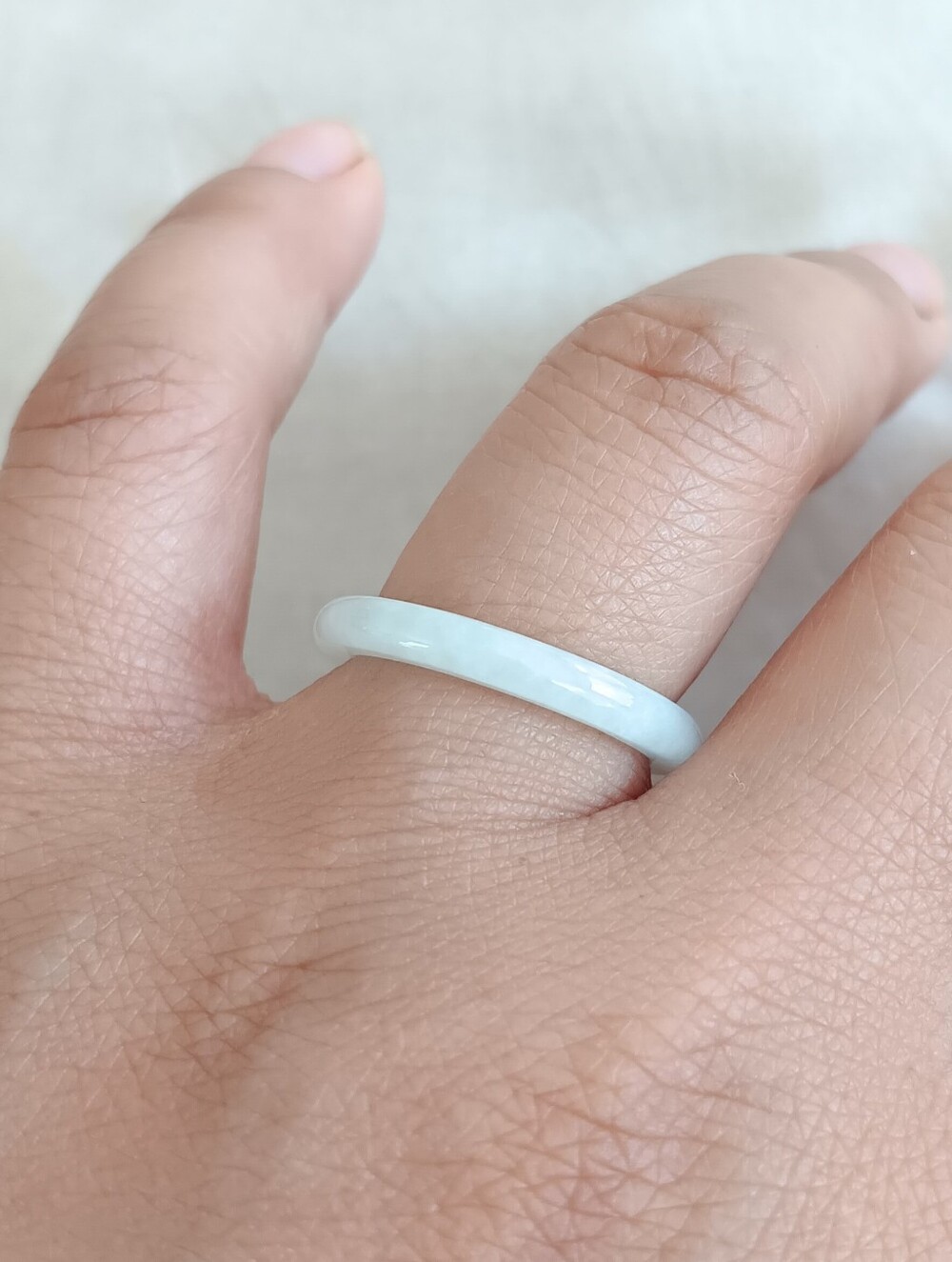Minimal White Jade Band Ring — Classic Women’s Jewelry